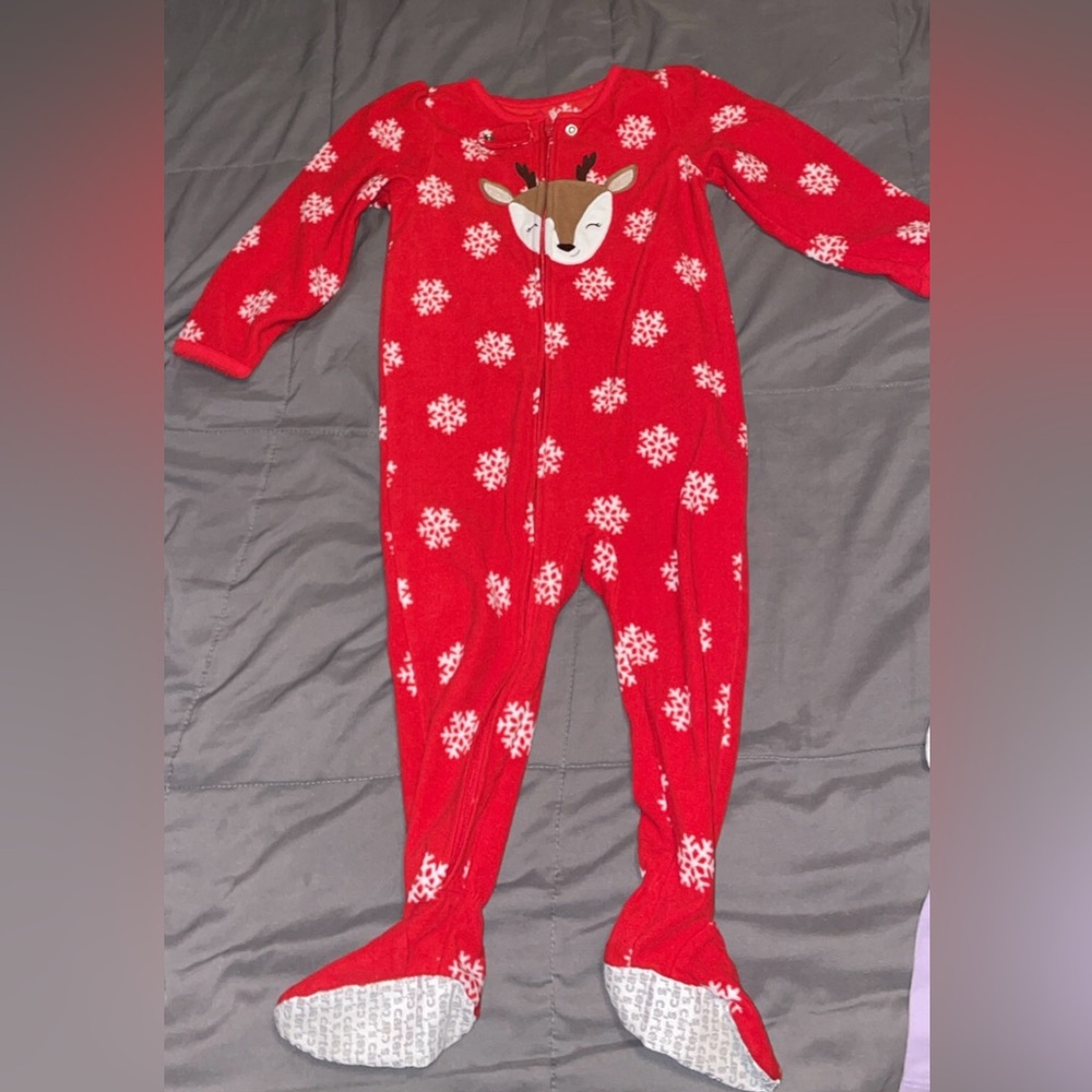 Carter's Red Snowflake Reindeer Footie